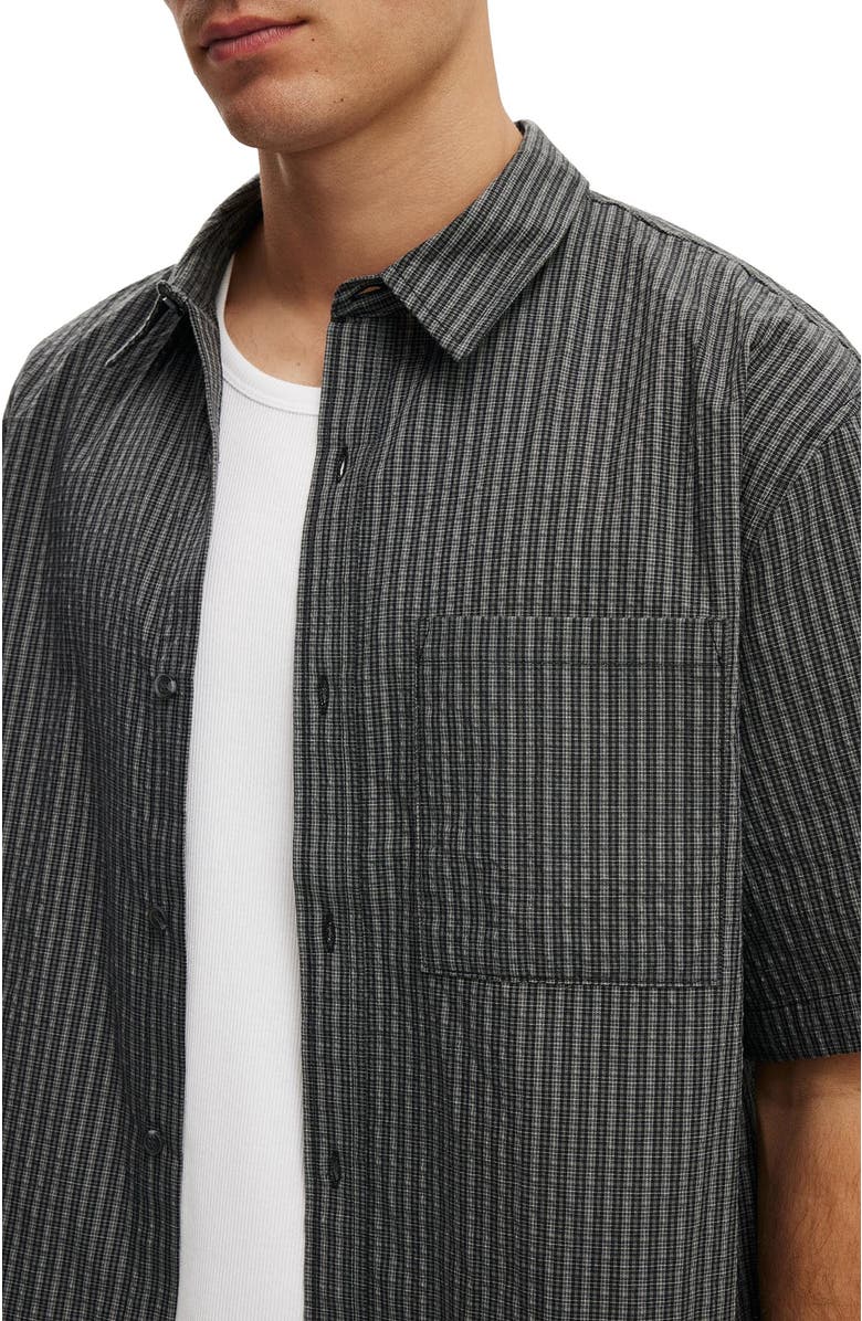 Cotton On Men's Darcy Short Sleeve Shirt, Alternate, color, Black Mini Check