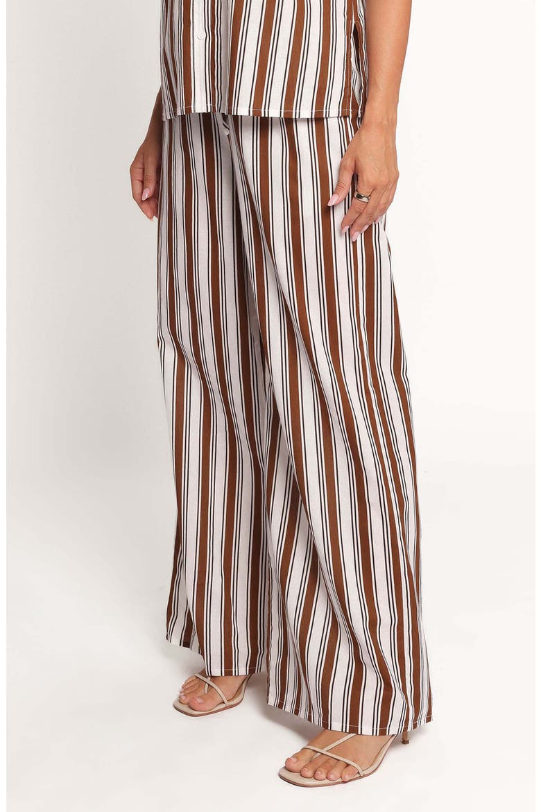 Thalia Stripe Cotton & Linen Wide Leg Pants, Alternate, color, CHOCOLATE STRIPE