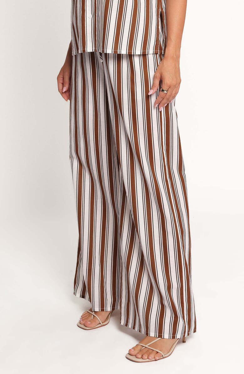 Petal & Pup Thalia Stripe Cotton & Linen Wide Leg Pants, Alternate, color, Chocolate Stripe