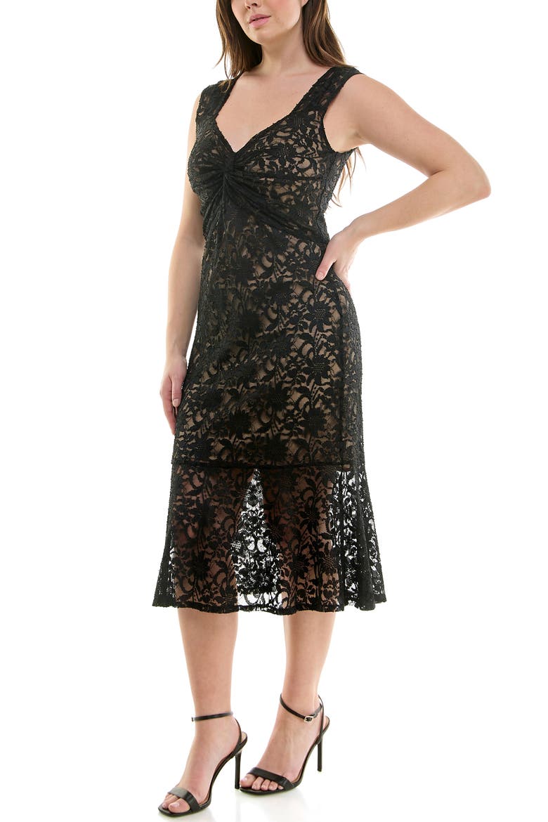 Stretch Lace Bodycon Dress, Alternate, color, BLACK / BEIGE