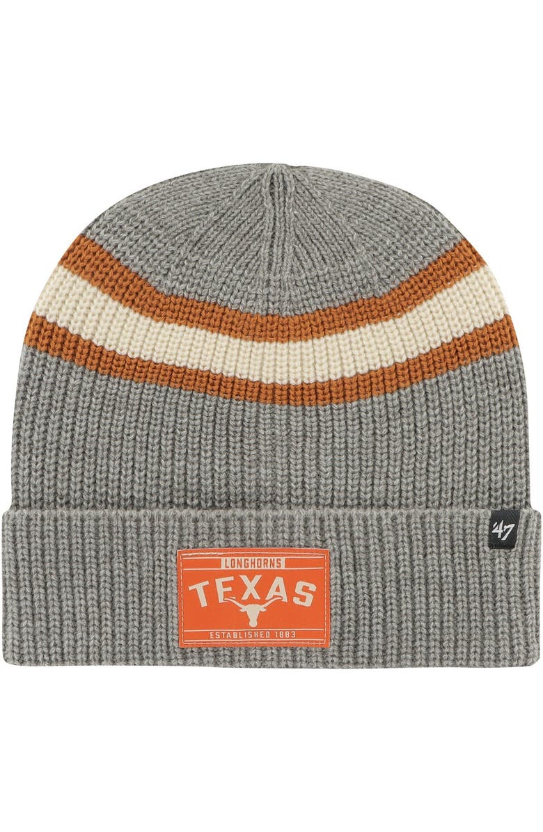 '47 Men's '47 Charcoal Texas Longhorns Penobscot Cuffed Knit Hat, Main, color, 