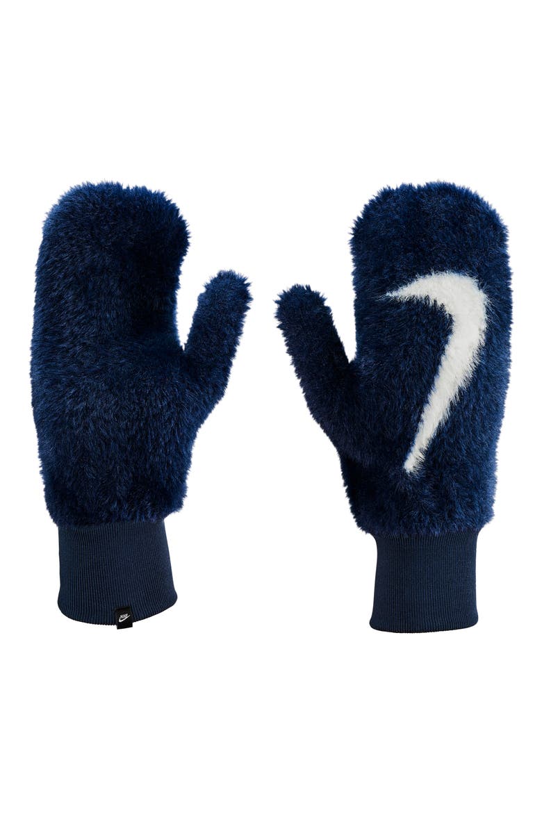 Plush Knit Mittens, Main, color, MIDNIGHT NAVY/ WHITE