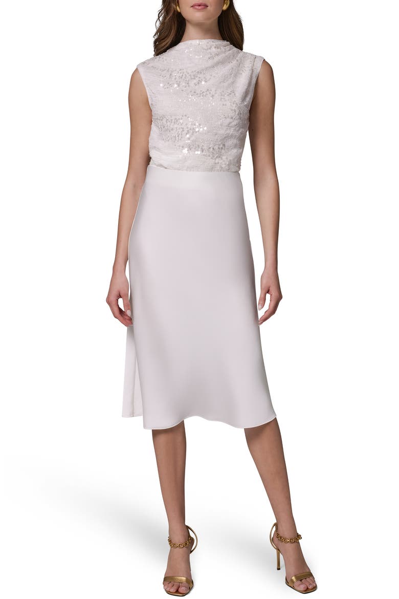 Satin Midi Skirt, Alternate, color, CREAM