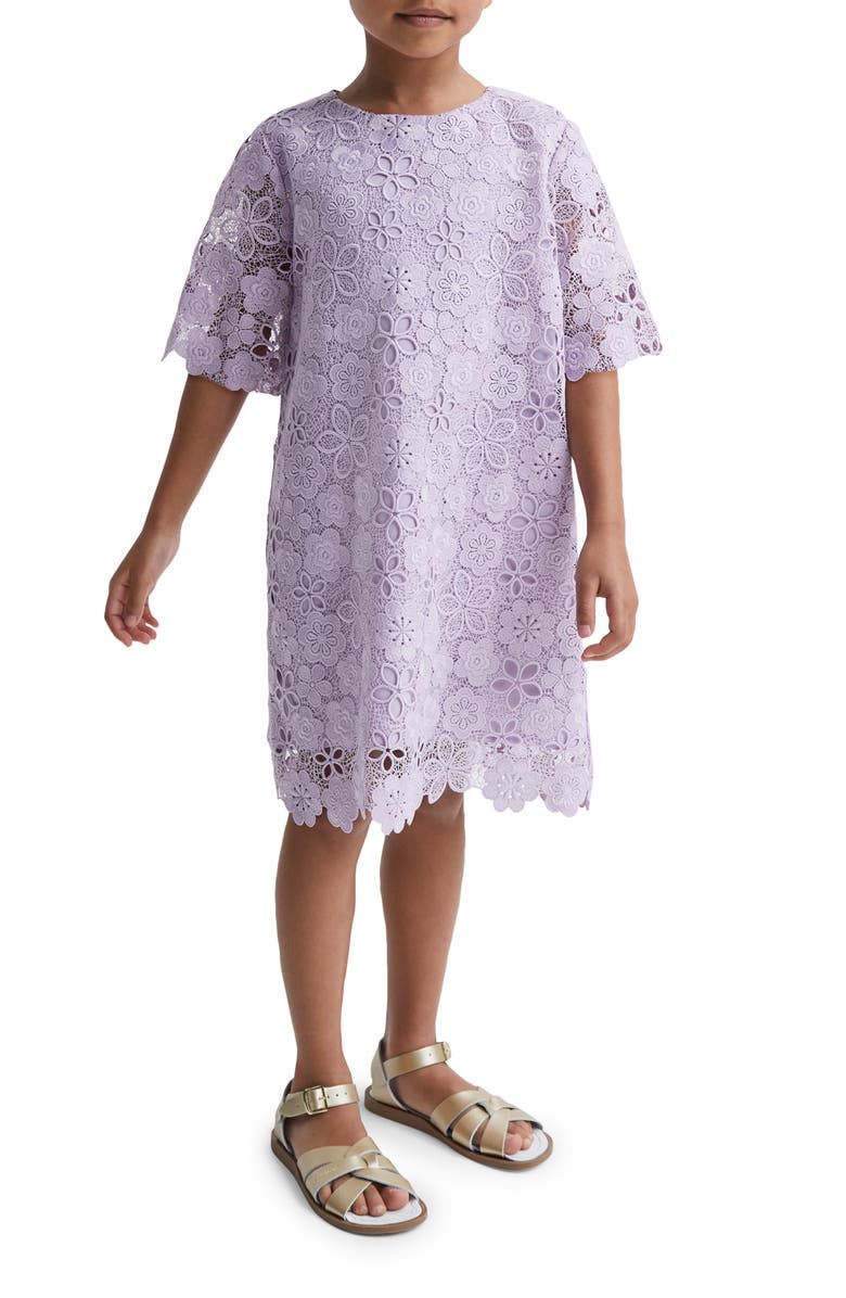 Reiss Kids' Susie Lace Dress, Alternate, color, Lilac