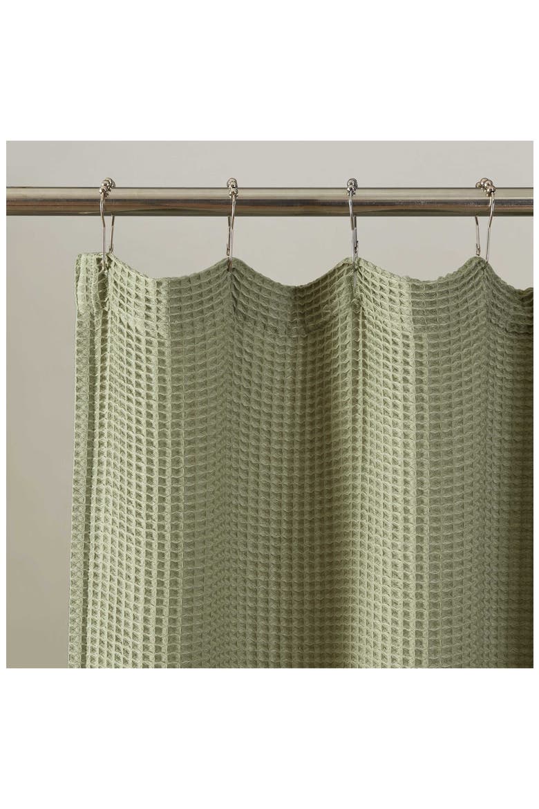 Waffle Weave Shower Curtain, Alternate, color, SAGE GREEN
