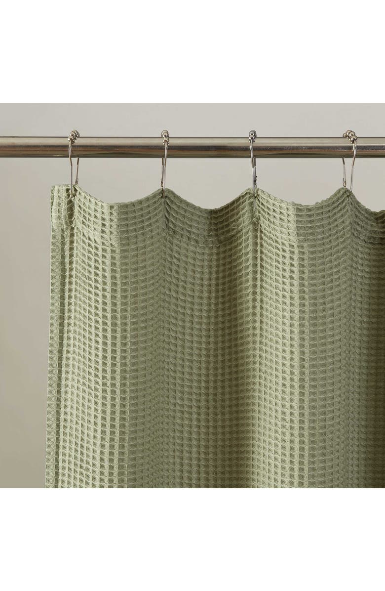 Calvin Klein Waffle Weave Shower Curtain, Alternate, color, Sage Green