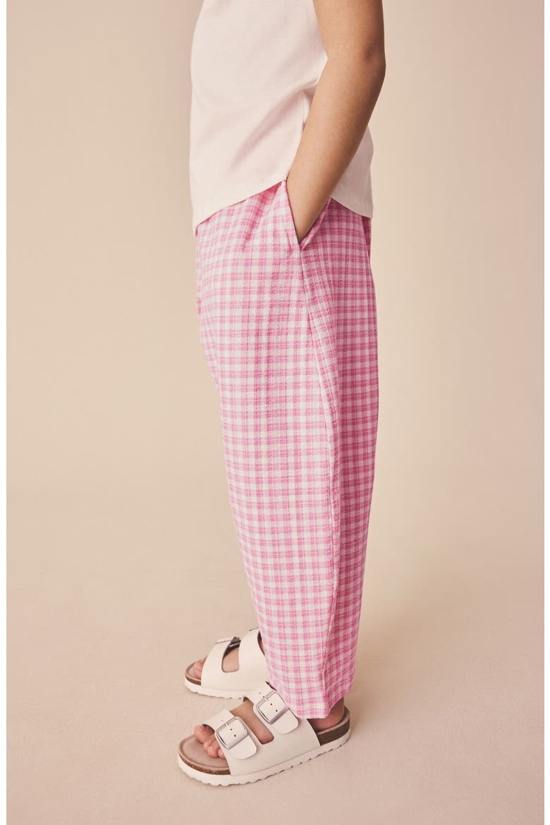 Kids' Gingham Barrel Pants, Alternate, color, PINK