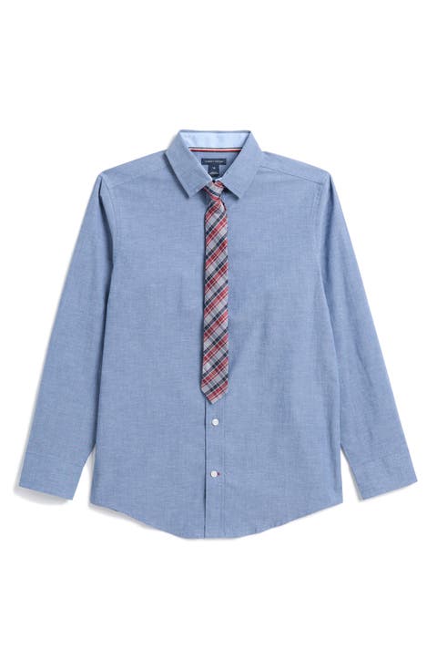 Kids' Chambray Button-Up Shirt & Tie Set (Big Kid)