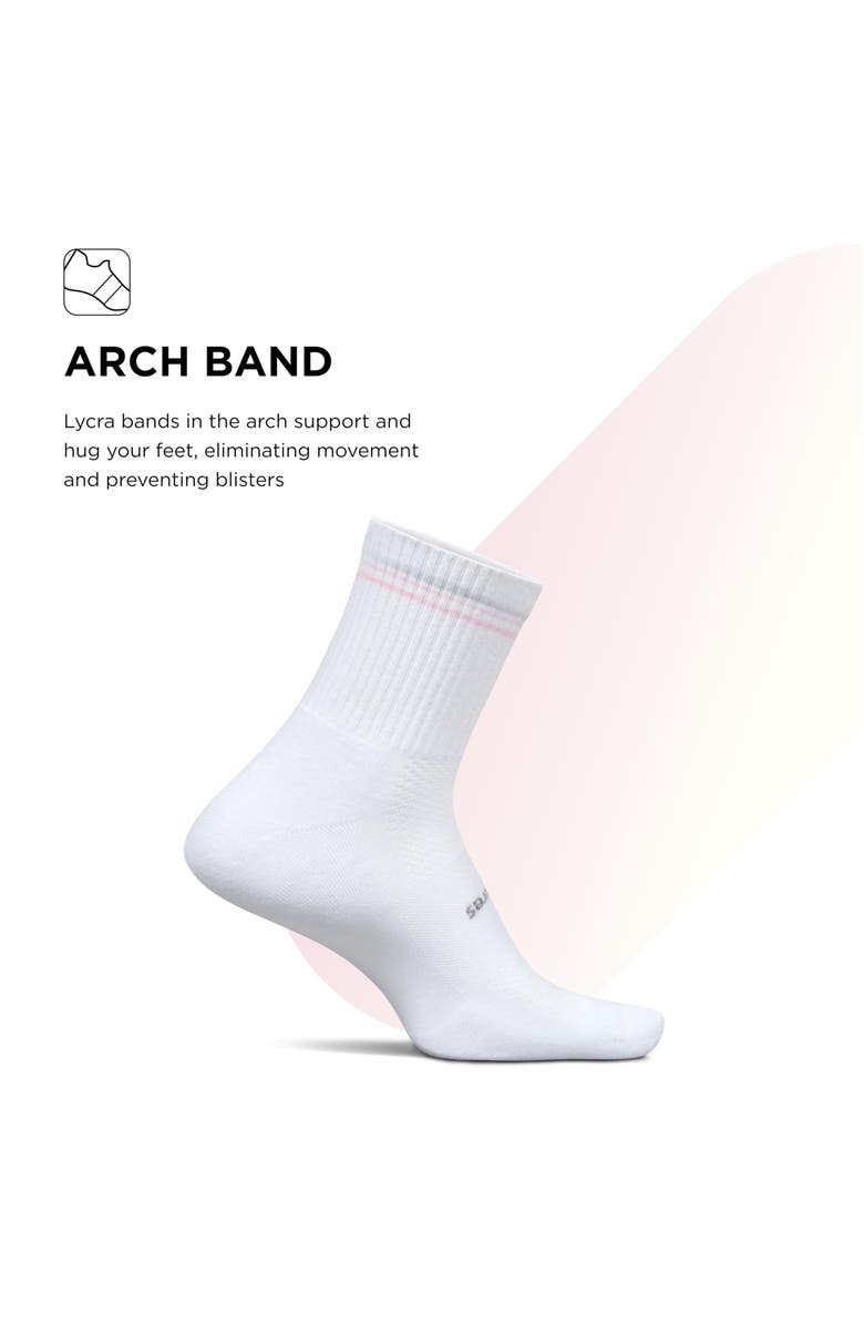 Feetures High Performance Max Cushion Quarter Tall Sock MoistureWicking Athletic Socks, Alternate, color, Petal Stripe