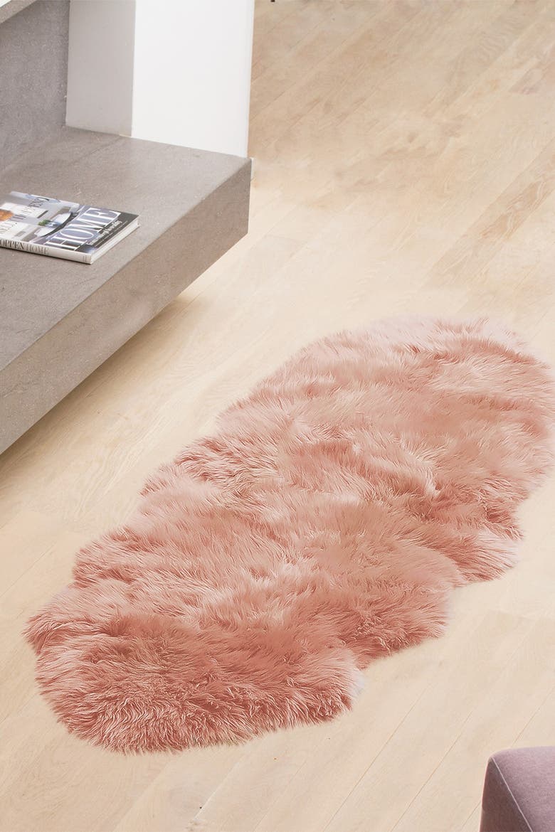 New Zealand Genuine Sheepskin Throw, Alternate, color, PINK