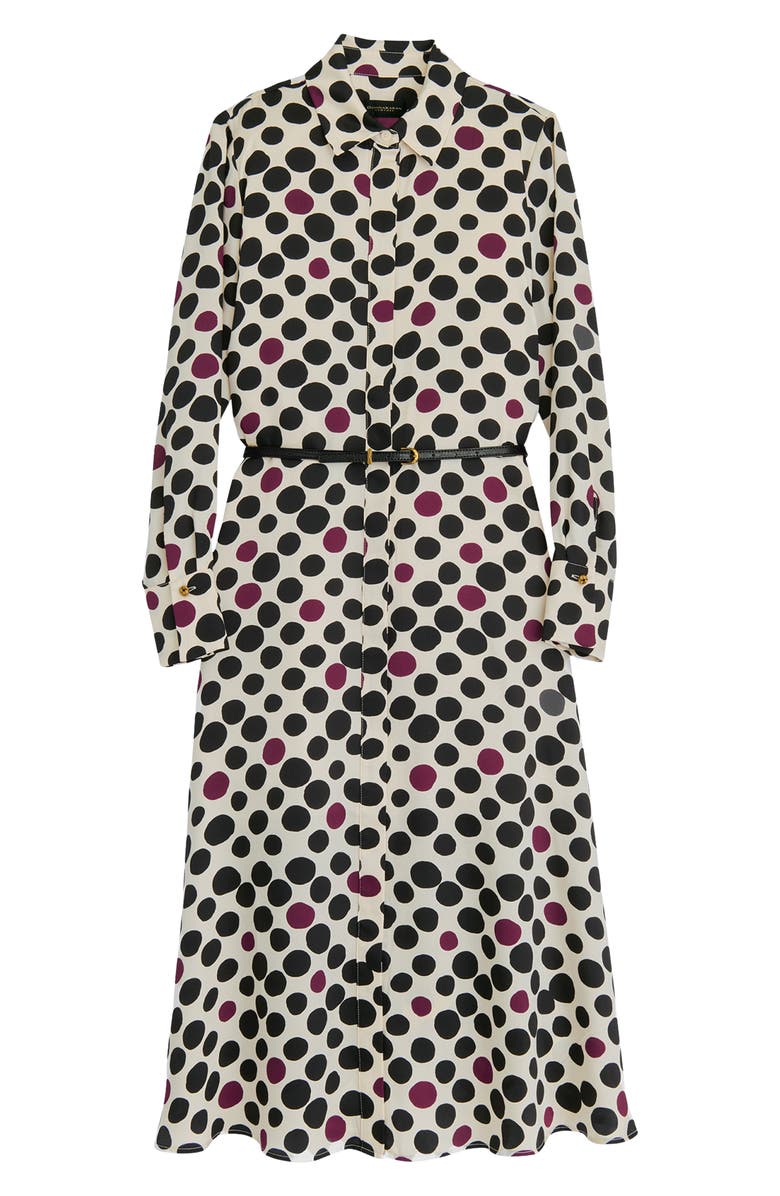Donna Karan New York Mixed Dot Long Sleeve Belted Midi Shirtdress, Alternate, color, Light Canvas/ Berry Multi