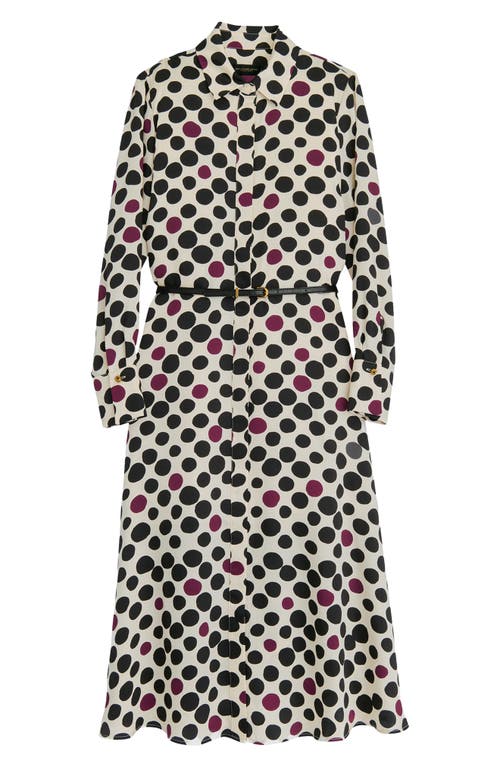 Donna Karan New York Mixed Dot Long Sleeve Belted Midi Shirtdress In Green