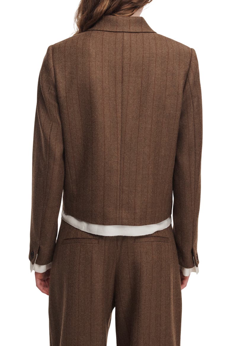 Lawrence Pinstripe Wool Blend Cropped Blazer, Alternate, color, TAMST