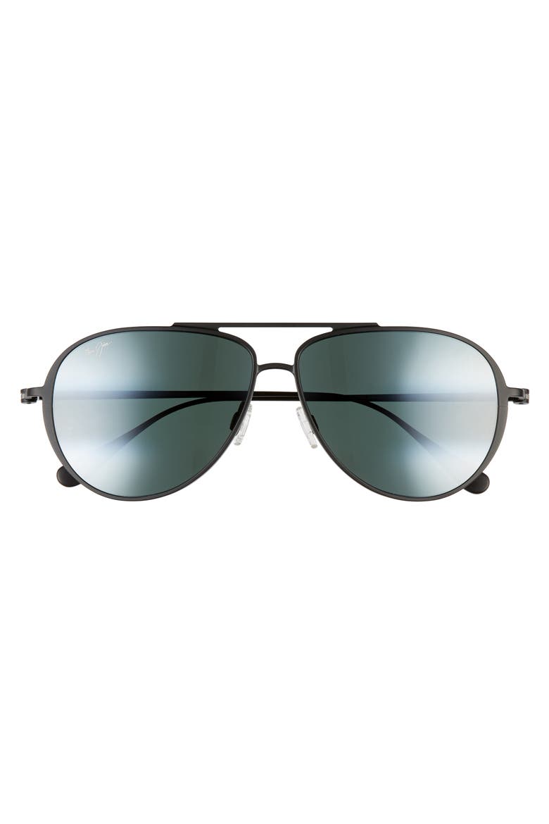 Shallows PolarizedPlus®2 59mm Aviator Sunglasses, Alternate, color, MATTE BLACK