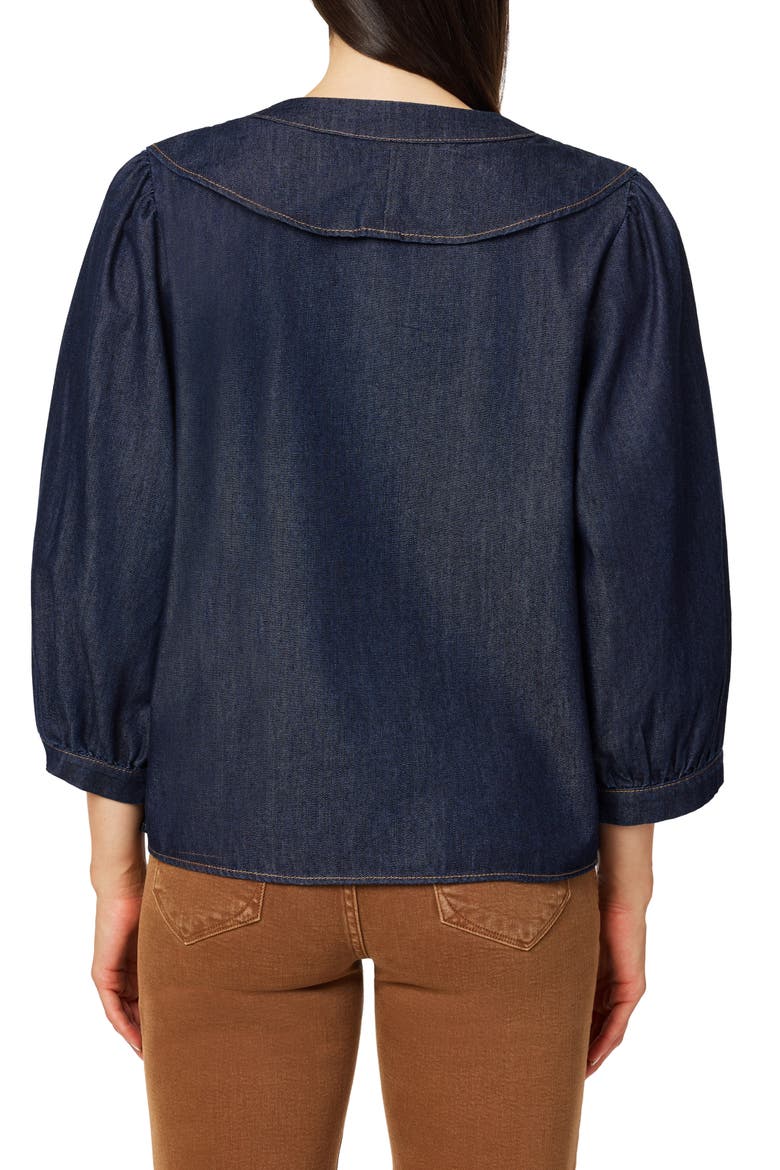 Ruffle Neck Denim Top, Alternate, color, RINSE