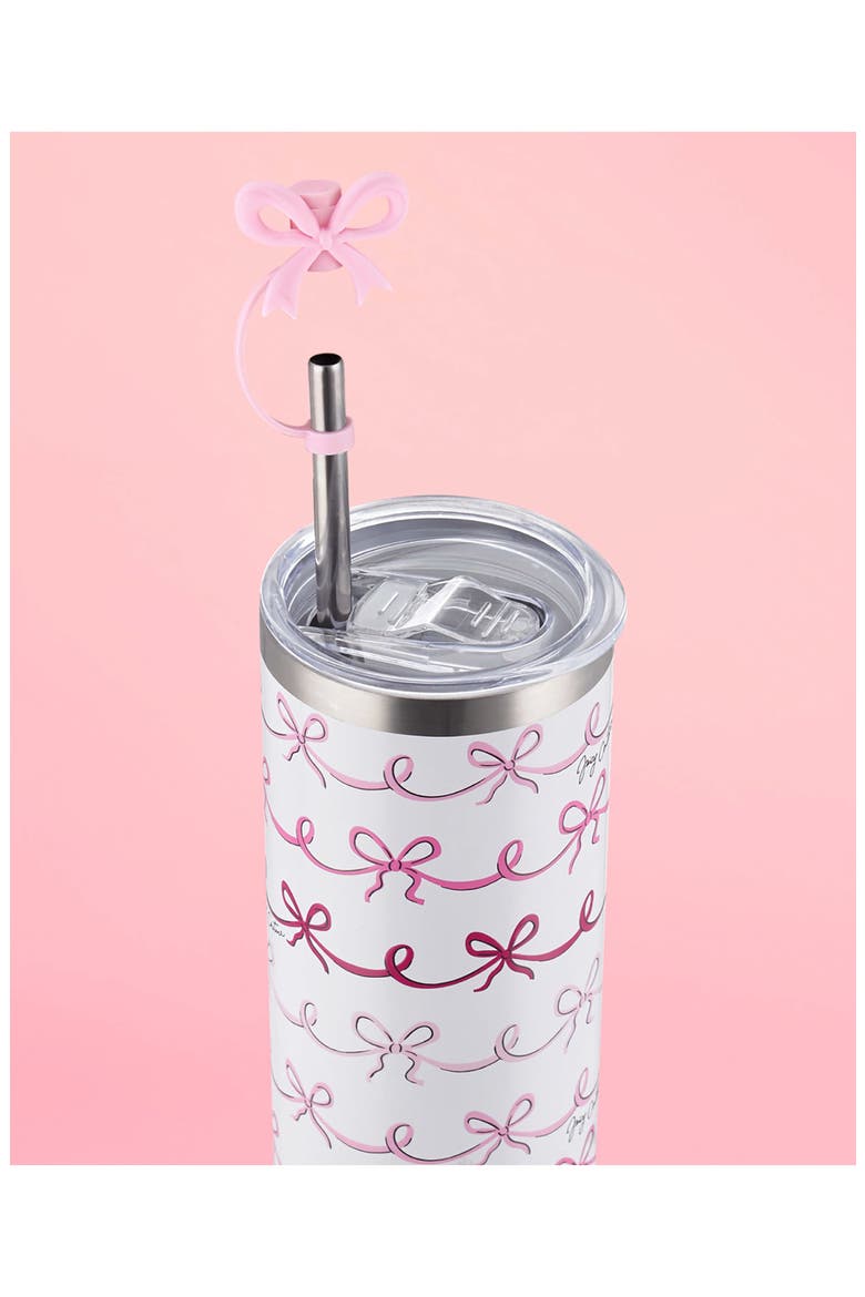 24-Ounce Glam Sip Water Bottle, Alternate, color, PINK DOODLE BOWS