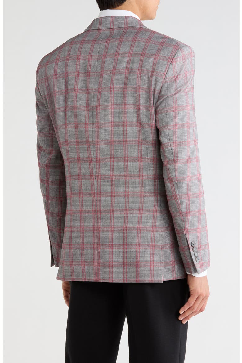 Plaid Two Button Sport Coat, Alternate, color, GREY / RED