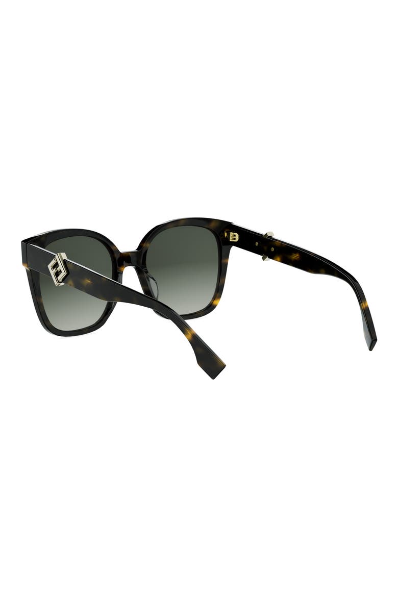 FF Diamonds 55mm Gradient Square Sunglasses, Alternate, color, DARK HAVANA / GRADIENT GREEN
