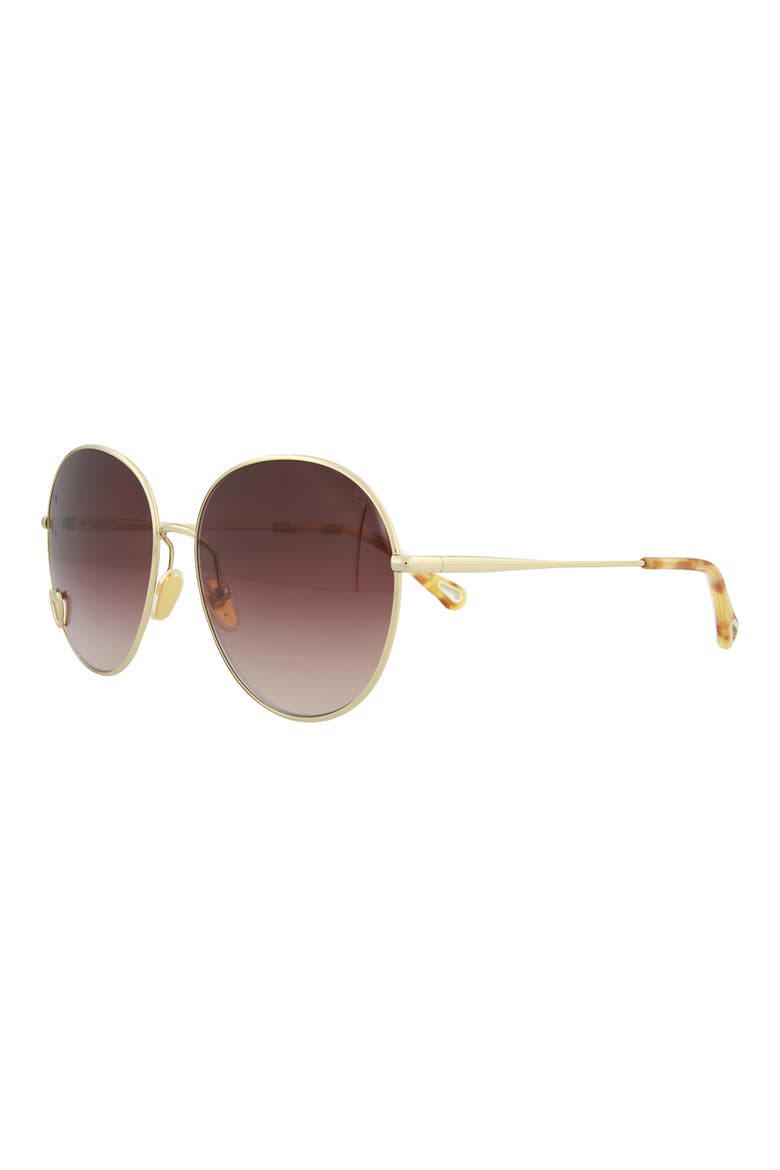 61mm Round Sunglasses, Alternate, color, GOLD GOLD BROWN