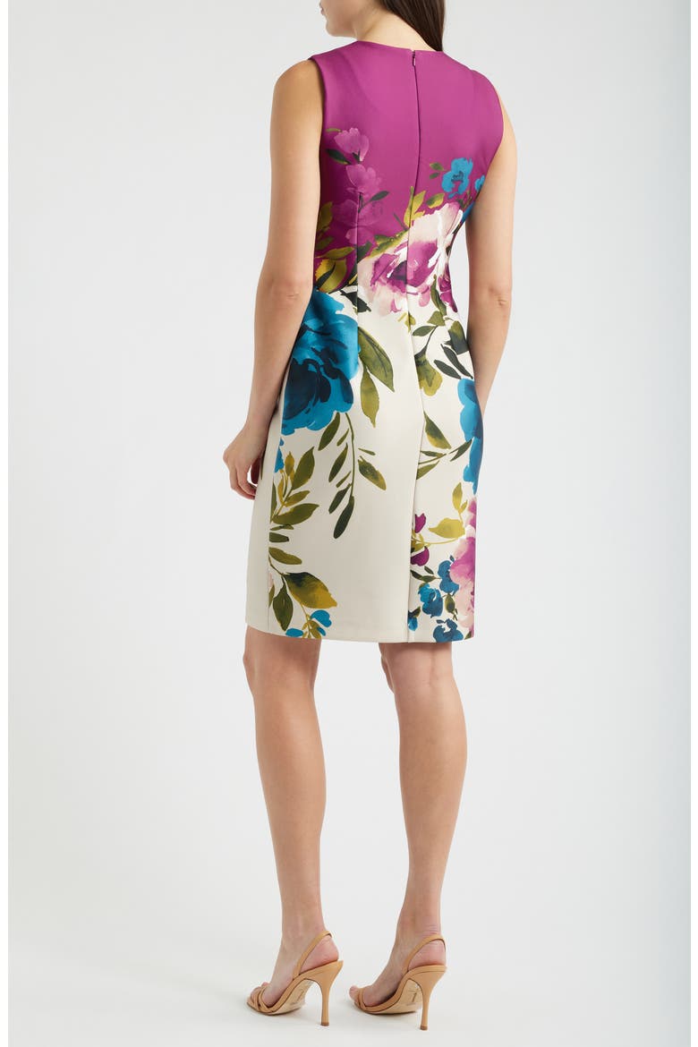 Print Sleeveless Sheath Dress, Alternate, color, BEET MULTI