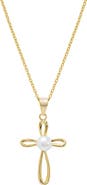 ATHRA LUXE Faux Pearl Cross Pendant Necklace