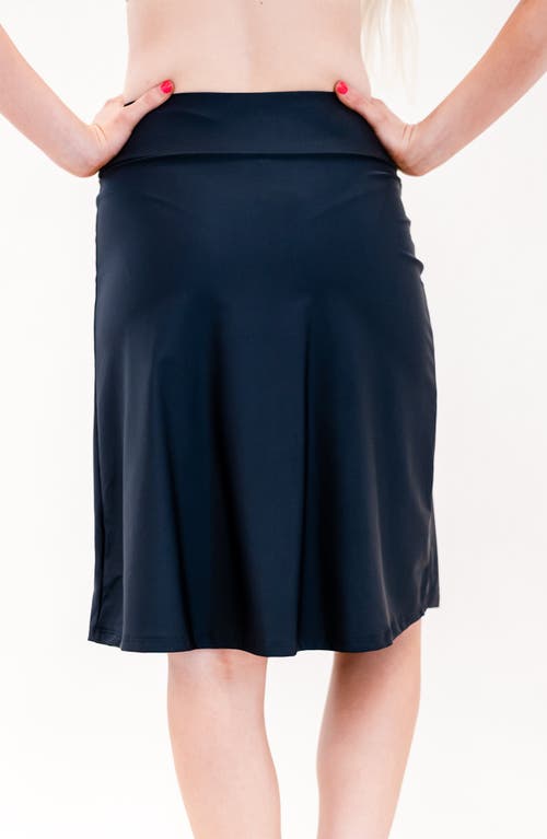 Calypsa Knee Length Swim Skort With Bike Shorts In Black