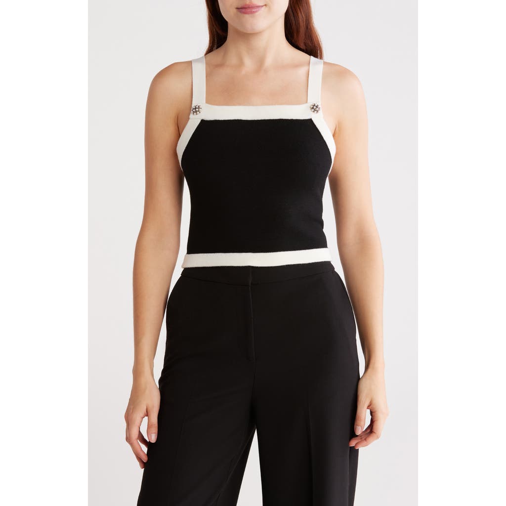 Alice And Olivia Dandi Wool-blend Tank In Black