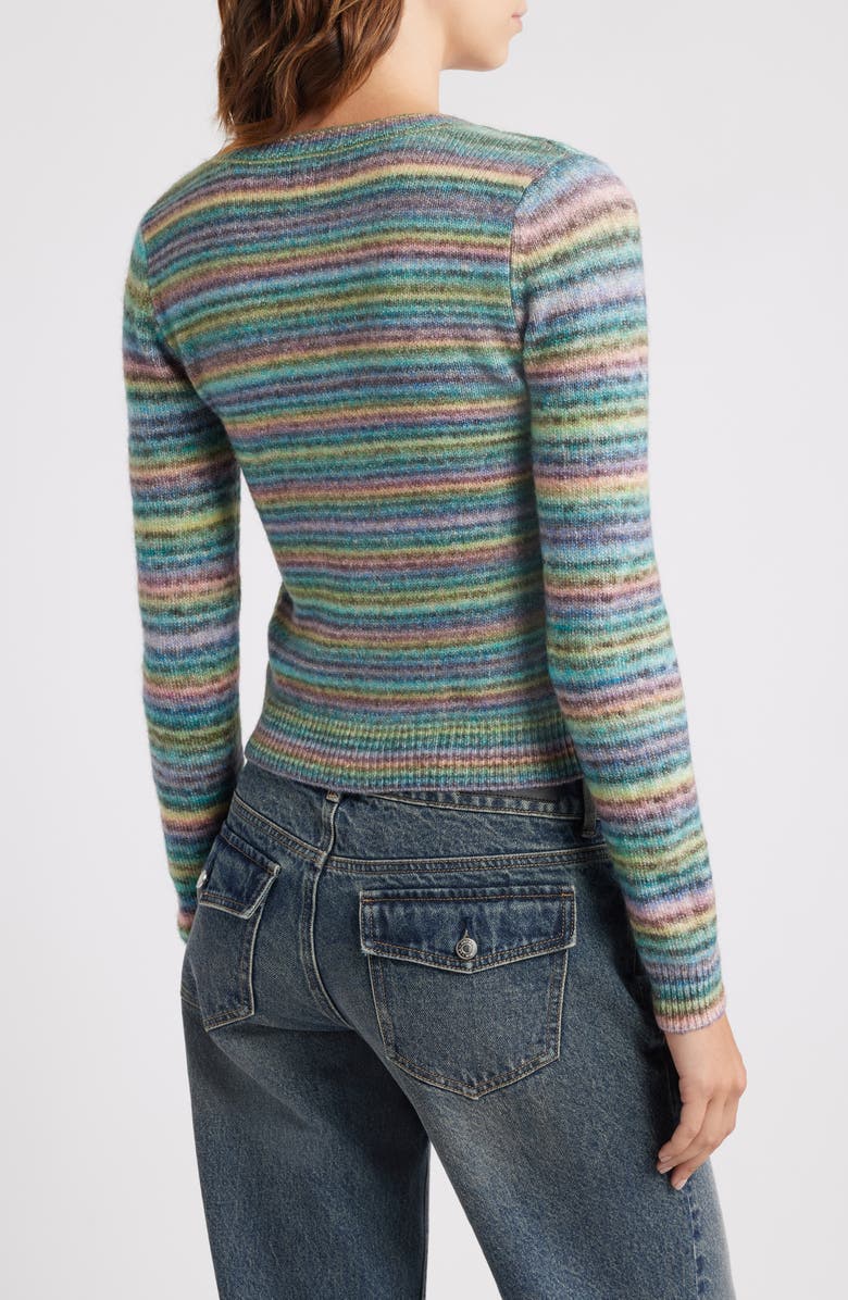 BDG Urban Outfitters Space Dye Stripe Cardigan, Alternate, color, Green