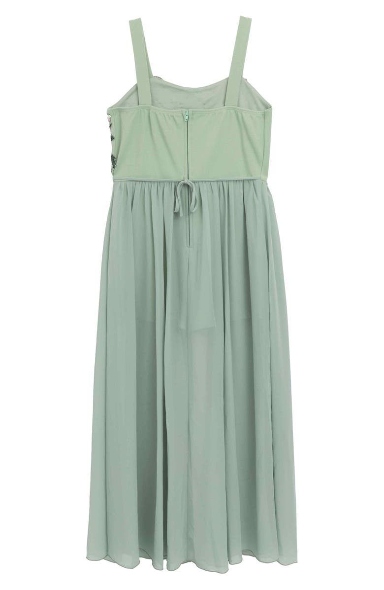 Speechless Kids' Floral Appliqué Skirted Romper, Alternate, color, Sage