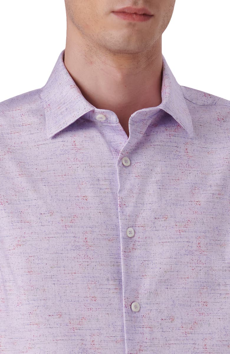 Bugatchi OoohCotton<sup>®</sup> Short Sleeve Button-Up Shirt, Alternate, color, Lilac