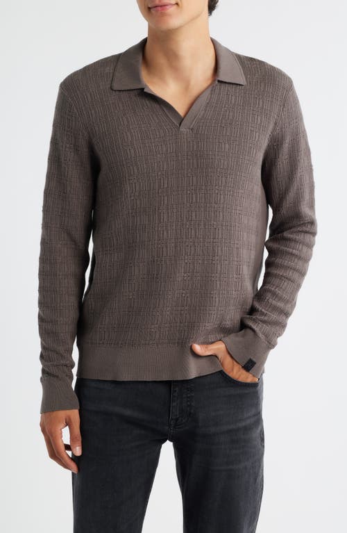 Rag & Bone Harvey Johnny Collar Relaxed Polo In Brown