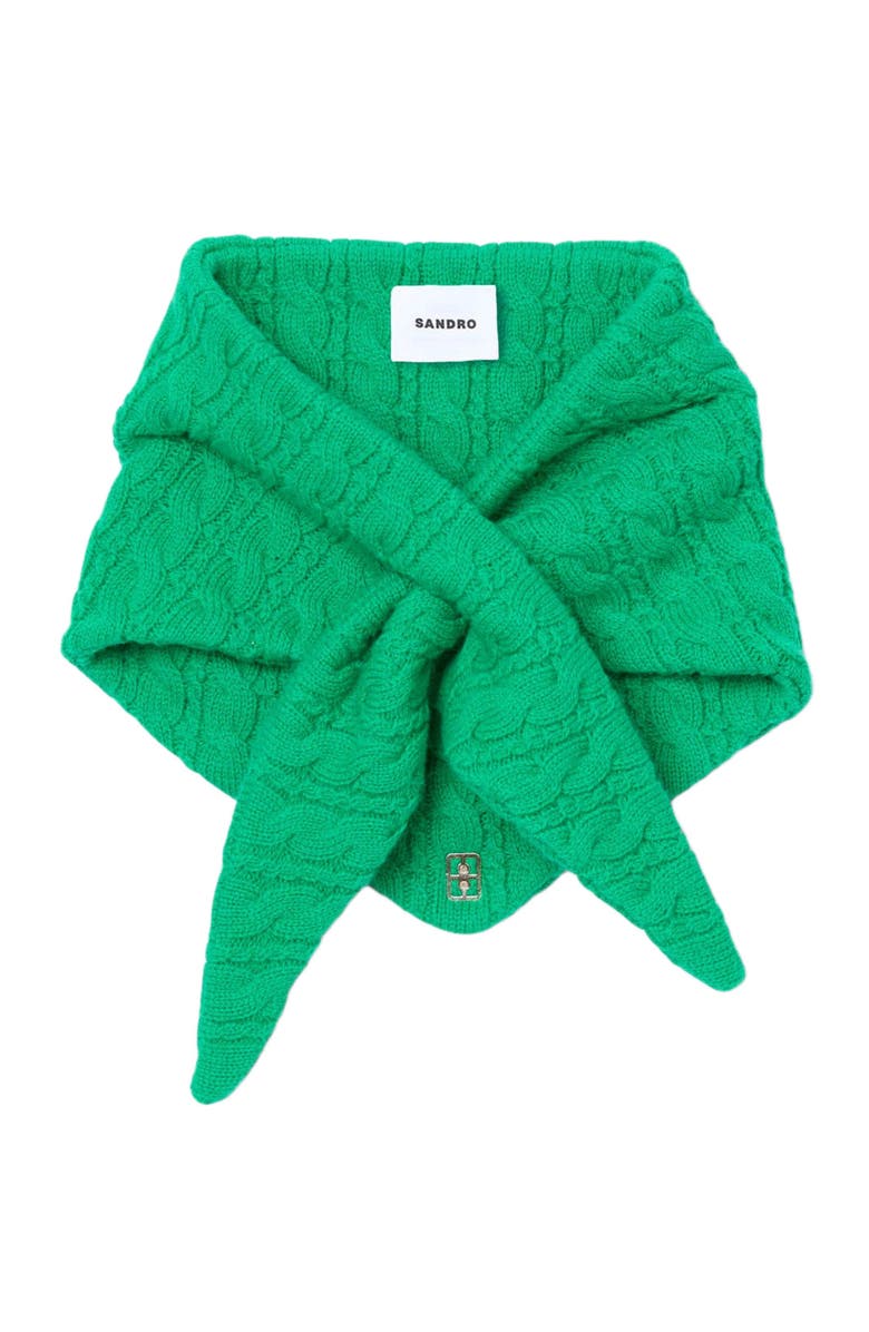 SANDRO Cable knit bandana, Alternate, color, Green
