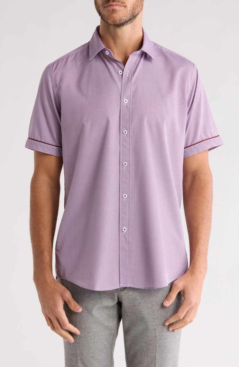 T.R. PREMIUM Tipped Short Sleeve Button-Up Shirt, Main, color,