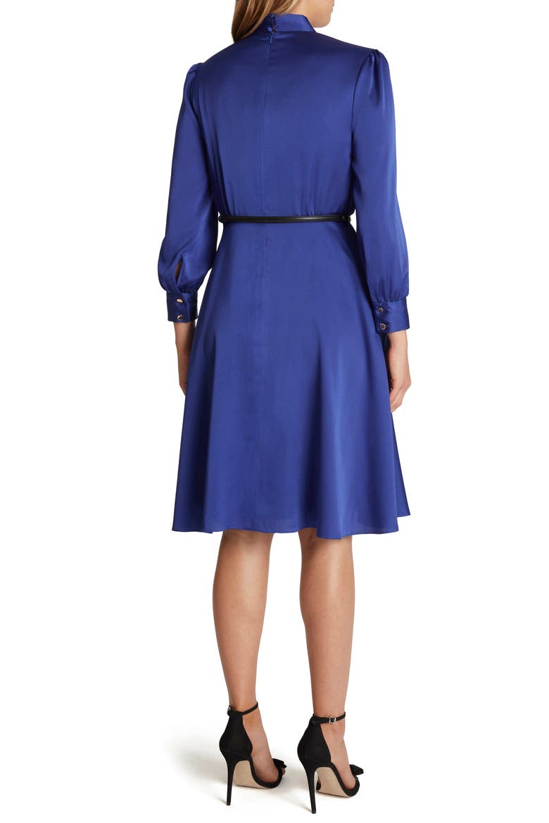 Tie Neck Long Sleeve Chiffon Dress, Alternate, color, BLUE IRIS