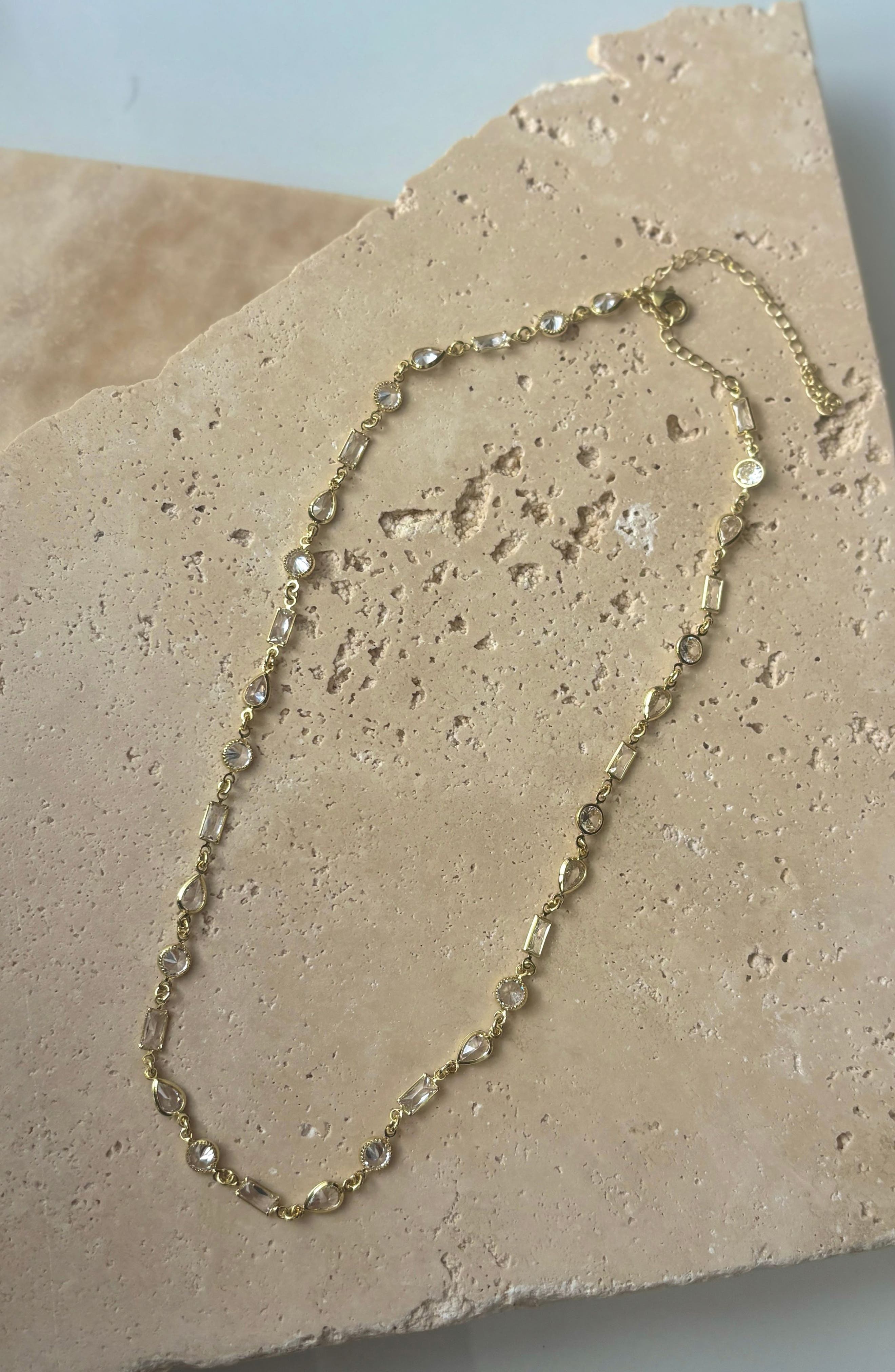 Mixed Shape Cubic Zirconia Station Necklace