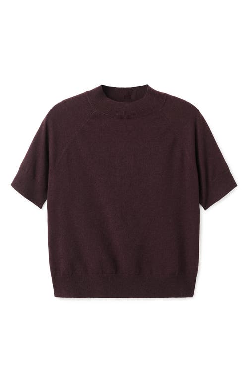 Mango Short Sleeve Sweater In Burgundy