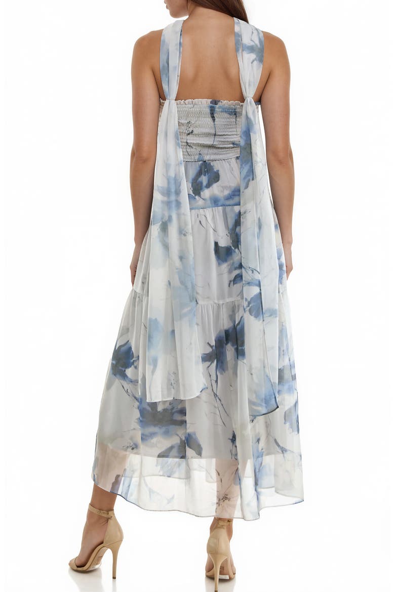Floral Print Chiffon Maxi Dress, Alternate, color, IVORY/ BLUE