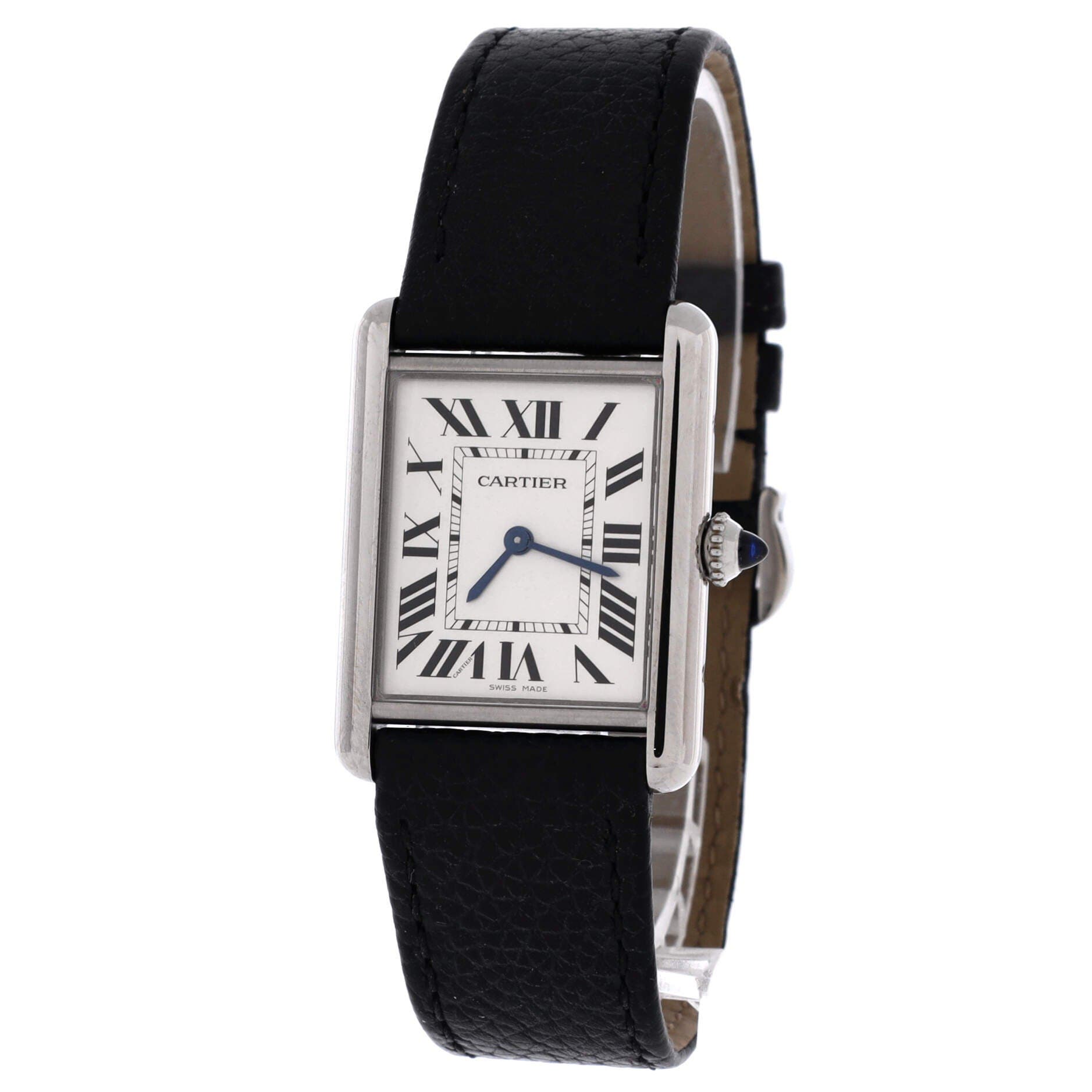 Must de Cartier Tank Quartz Watch Stainless Steel and Leather 25, Alternate, color, Black