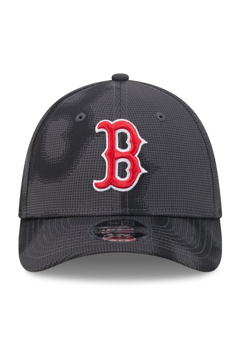 Men's New Era  Gray Boston Red Sox Halftone 39THIRTY Flex Hat, Alternate, color, Gray