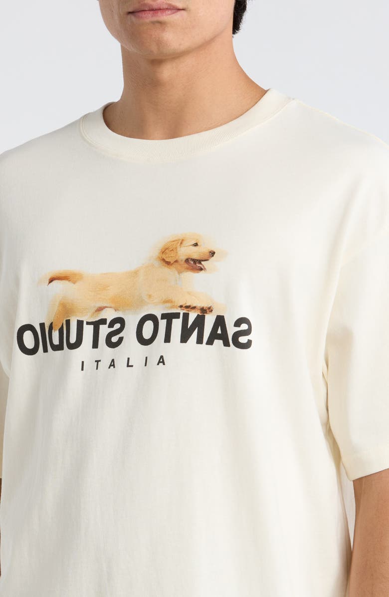 SANTO STUDIO Security Team Drappo Boxy Fit Cotton Graphic T-Shirt, Alternate, color, Ivory