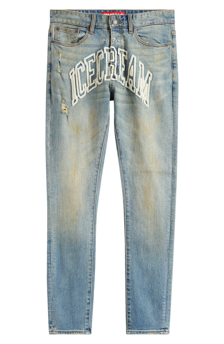 ICECREAM Icefall Logo Appliqué Distressed Jeans, Alternate, color,