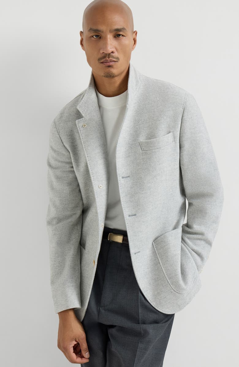 Brunello Cucinelli Blazer-style outerwear, Alternate, color, Gravel