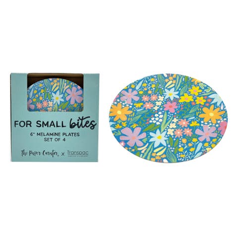 Set of 4 Floral Melamine Appetizer Plates Spring Home Decor Dining Essentials