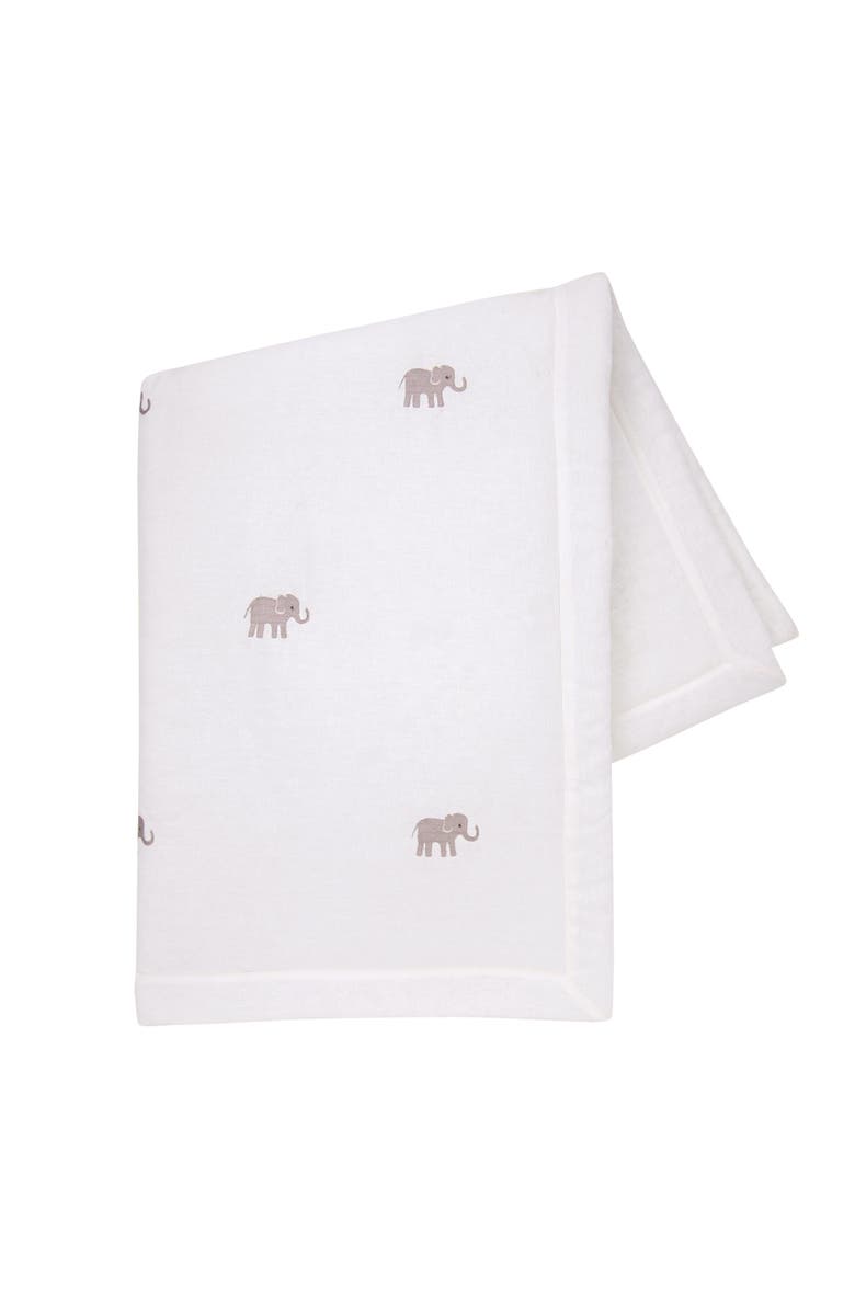 Lambs 
Ivy Signature Elephant Creamy Linen Embroidered Baby Crib Quilt, Alternate, color, Oatmeal