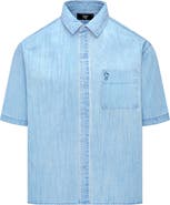 Eastside Golf Indigo Boxford Short Sleeve Cotton Button-Up Shirt