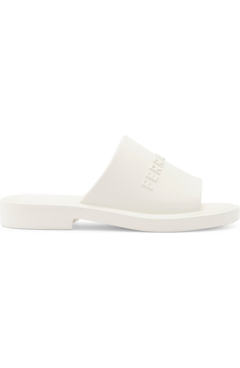 FERRAGAMO Giuneva Logo Slide Sandal, Alternate, color, White