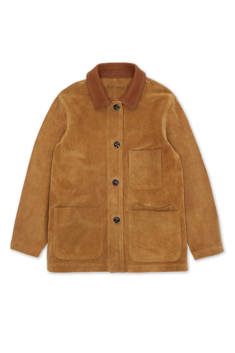 Montana Work Suede Leather Jacket, Main, color, CAMEL