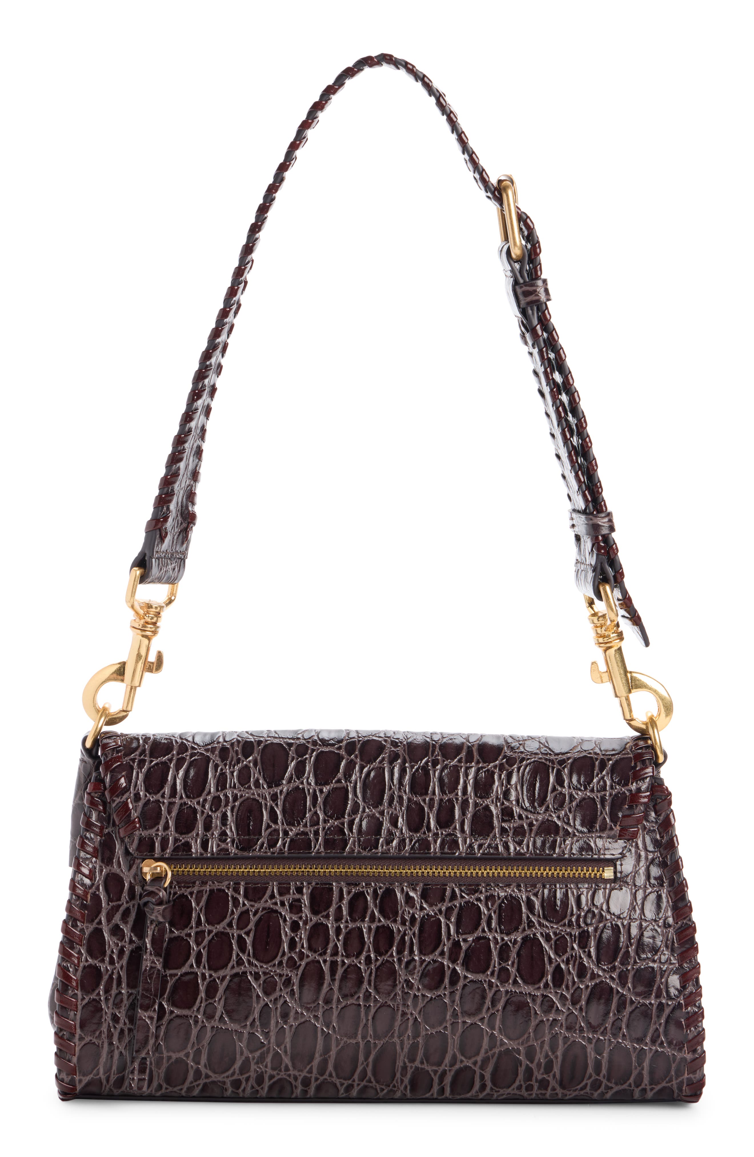 Dries Van Noten Croc Embossed Leather Satchel, Alternate, color, Taupe