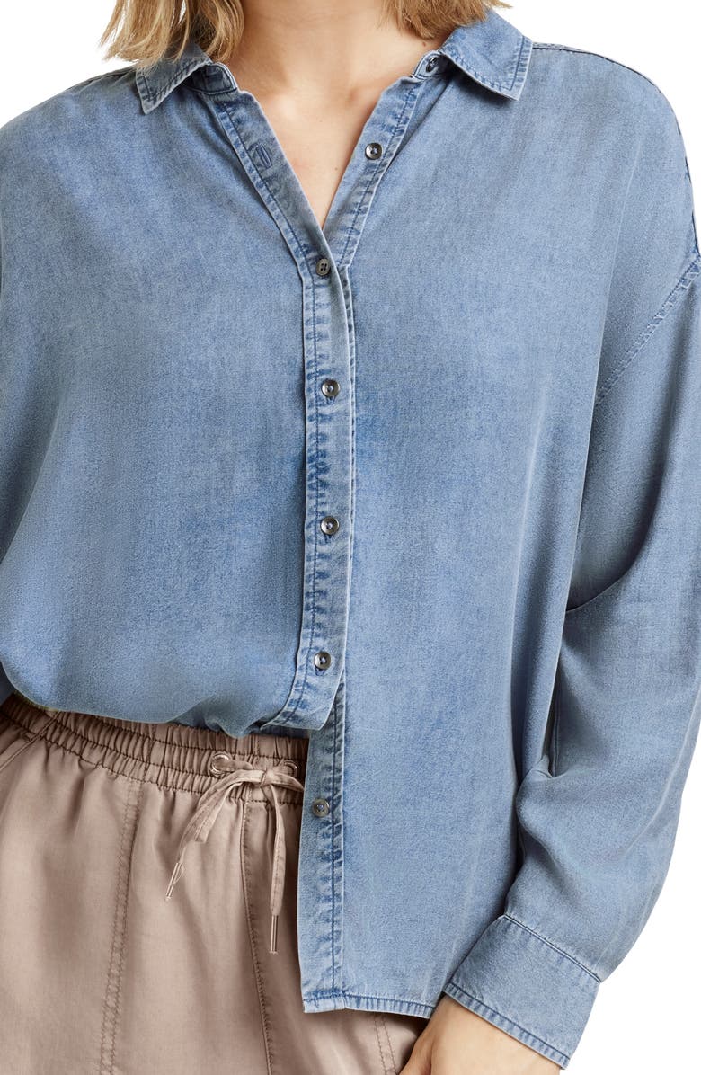 Splendid Ella Button-Down Shirt, Alternate, color, Indigo