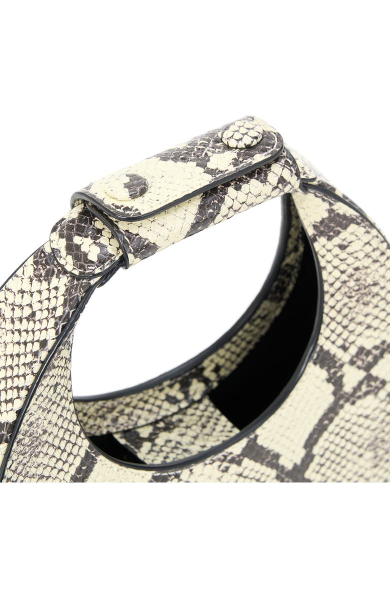 STAUD Good Night Moon Leather Top Handle Bag, Alternate, color, White Snake